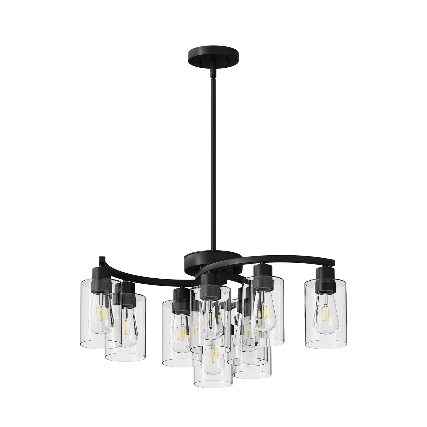 9-Light Black Farmhouse Chandelier with Clear Glass - view 8