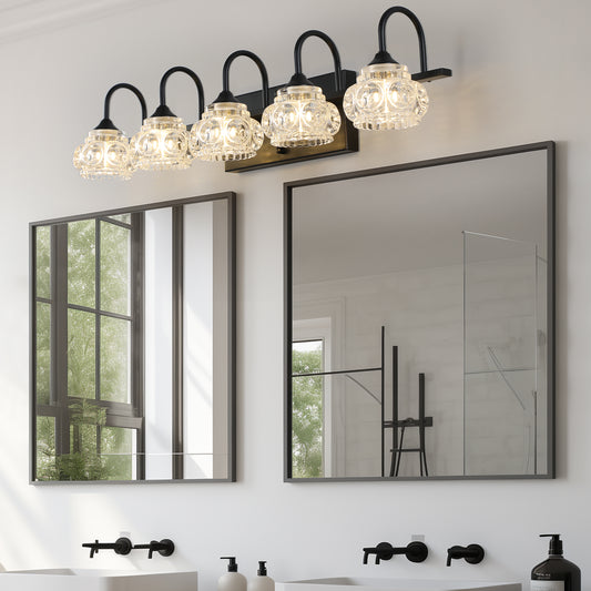 29" Retro 5-Light Black Crystal Vanity Wall Light - view 2