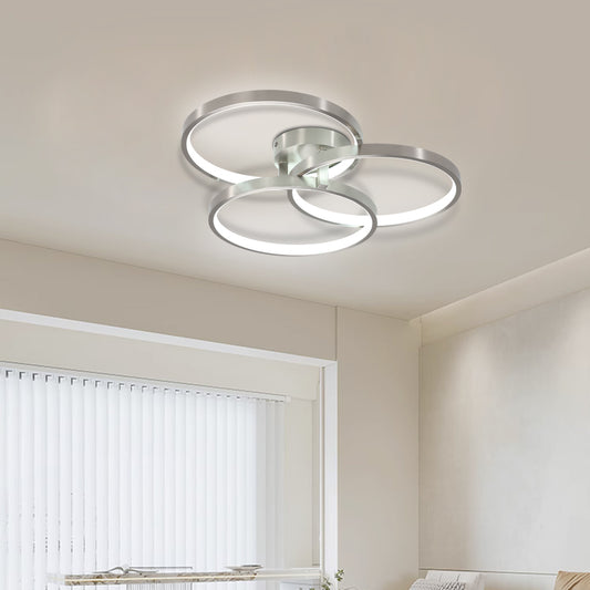 20" Brushed Nickel 3-Ring LED Flush Mount Ceiling Light - view 2