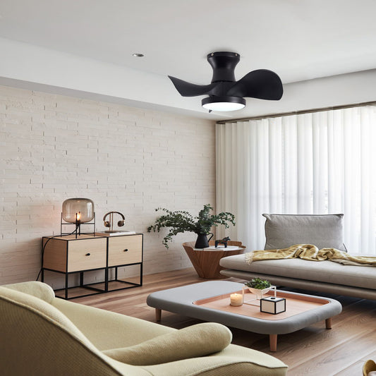 Matte Black Ceiling Fan with Light & Remote - view 2