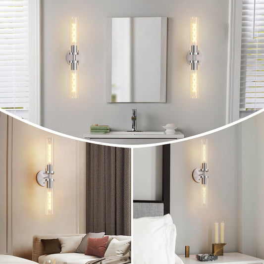 Brushed Nickel Wall Sconce with Clear Glass, Set of 2 - view 2