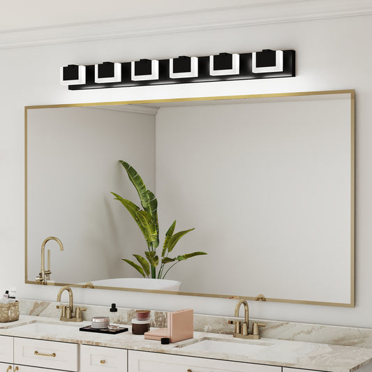 6-Light Matte Black Acrylic LED Vanity Light - view 2