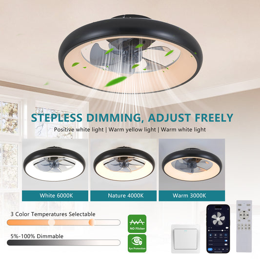 20" Black Smart Ceiling Fan with Dimmable LED - view 2