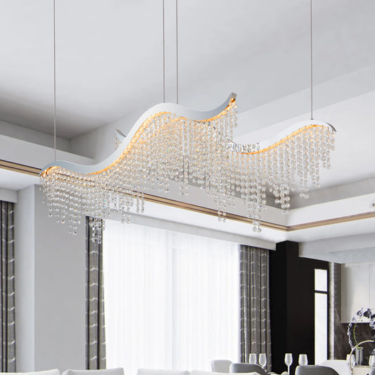 36" Chrome Wave Crystal Chandelier with LED - view 2