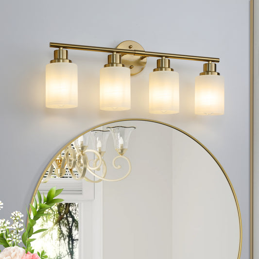 24" 4-Light Gold Vanity Light with Frosted Glass - view 2