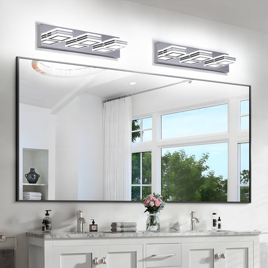 3-Light Chrome Bathroom Vanity Light, Dimmable LED - view 2