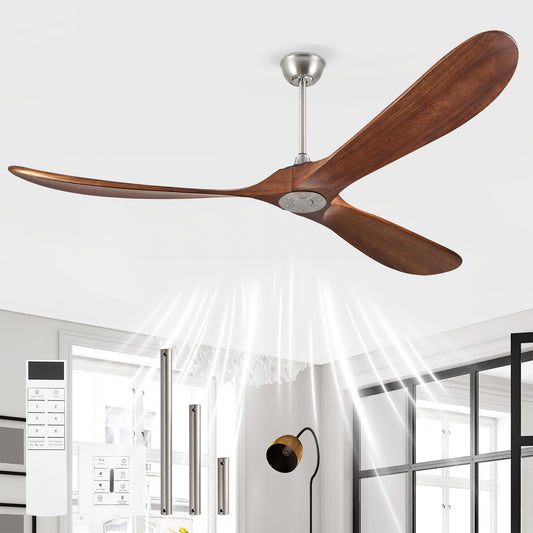 72" Walnut Solid Wood Ceiling Fan with Remote - view 2