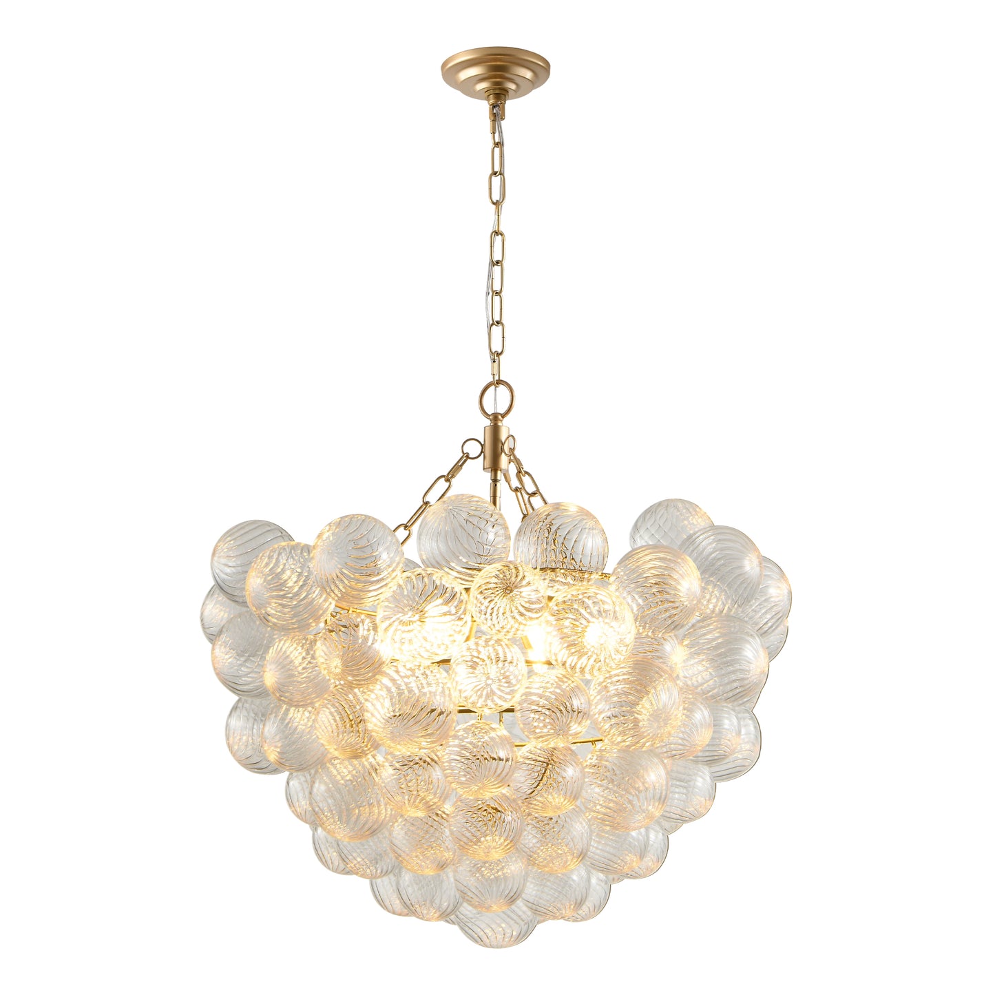 23.6" Gold Chandelier with Threaded Glass Globe - view 11