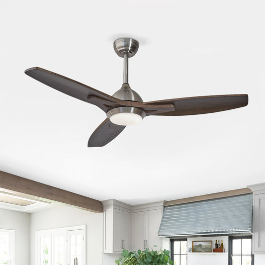 52" Nickel & Wood Reversible Ceiling Fan with Light - view 2
