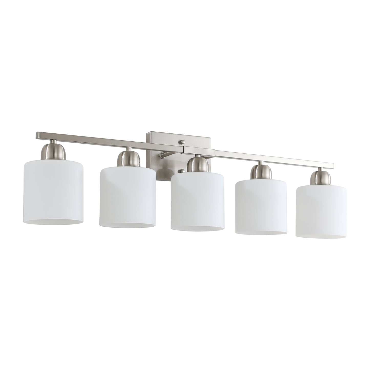 5-Light Brushed Nickel Vanity Wall Light with Frosted Glass - view 9
