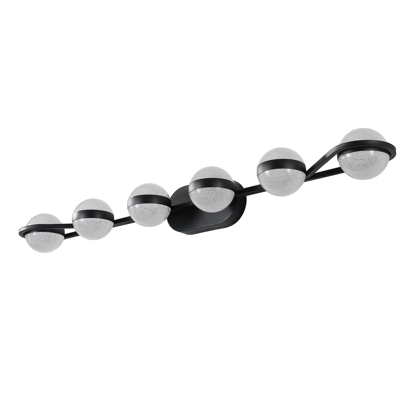 43" 6-Light Black LED Vanity Light with Crystal Sand Shades - view 11