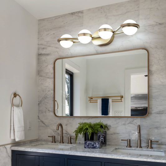 28" 4-Light Gold LED Vanity Light with Crystal Sand Shades - view 2