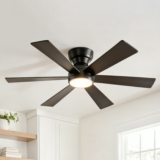 46" Matte Black Flush Mount Ceiling Fan with Remote - view 2