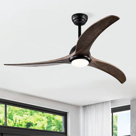 52" Matte Black Solid Wood Ceiling Fan with Remote - view 2