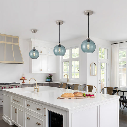 7.9" Light Green Glass Globe Pendant Light - view 2