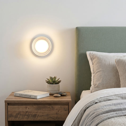 White Round Glass LED Indoor Outdoor Wall Light - view 2