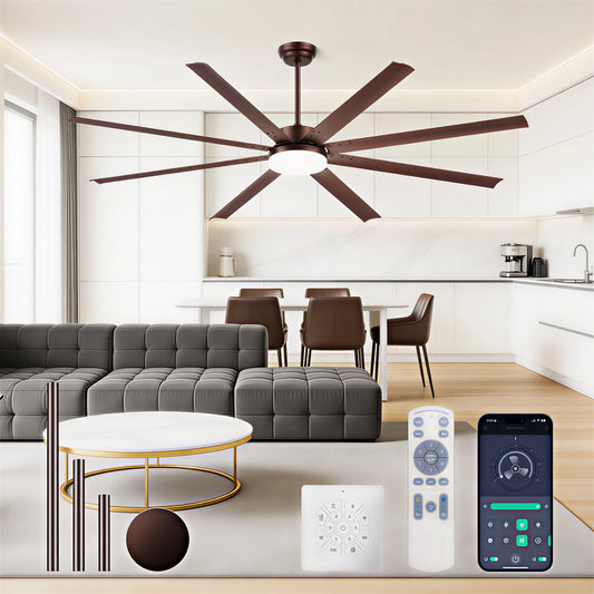 88" Coffee Industrial Ceiling Fan with Light & Remote - view 2