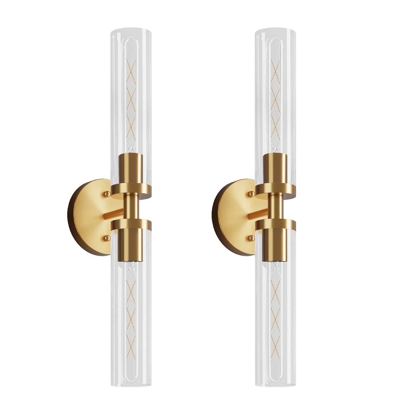 Gold Wall Light with Clear Glass, Set of 2 - view 9