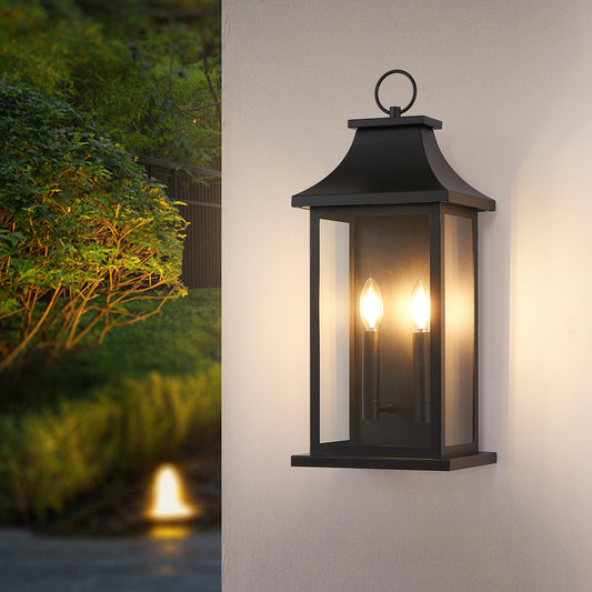 22" Black Outdoor Wall Lantern, Set of 2 - view 2