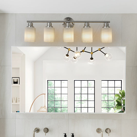 31" 5-Light Brushed Nickel Vanity Light with Frosted Glass - view 2