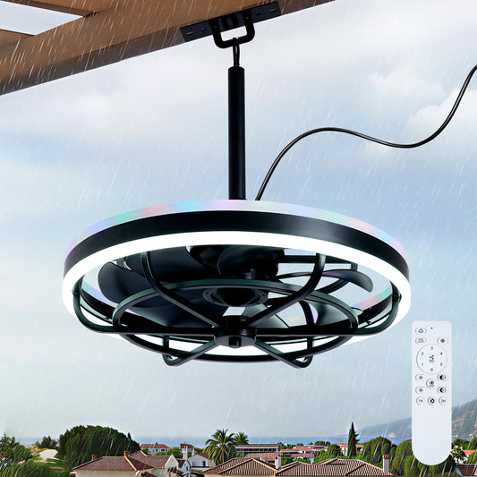 Matte Black Indoor Outdoor Ceiling Fan with Dimmable LED - view 2