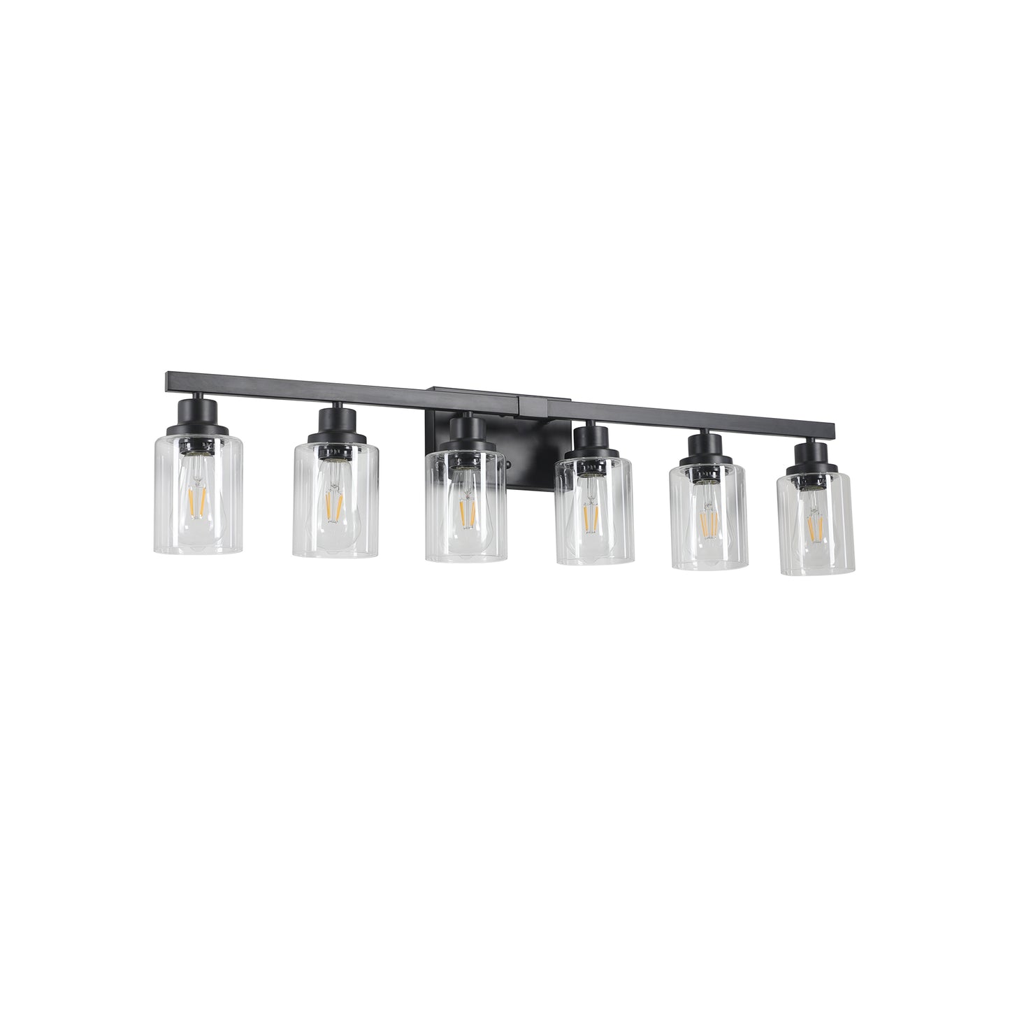37" 6-Light Black Vanity Light with Clear Glass - view 8