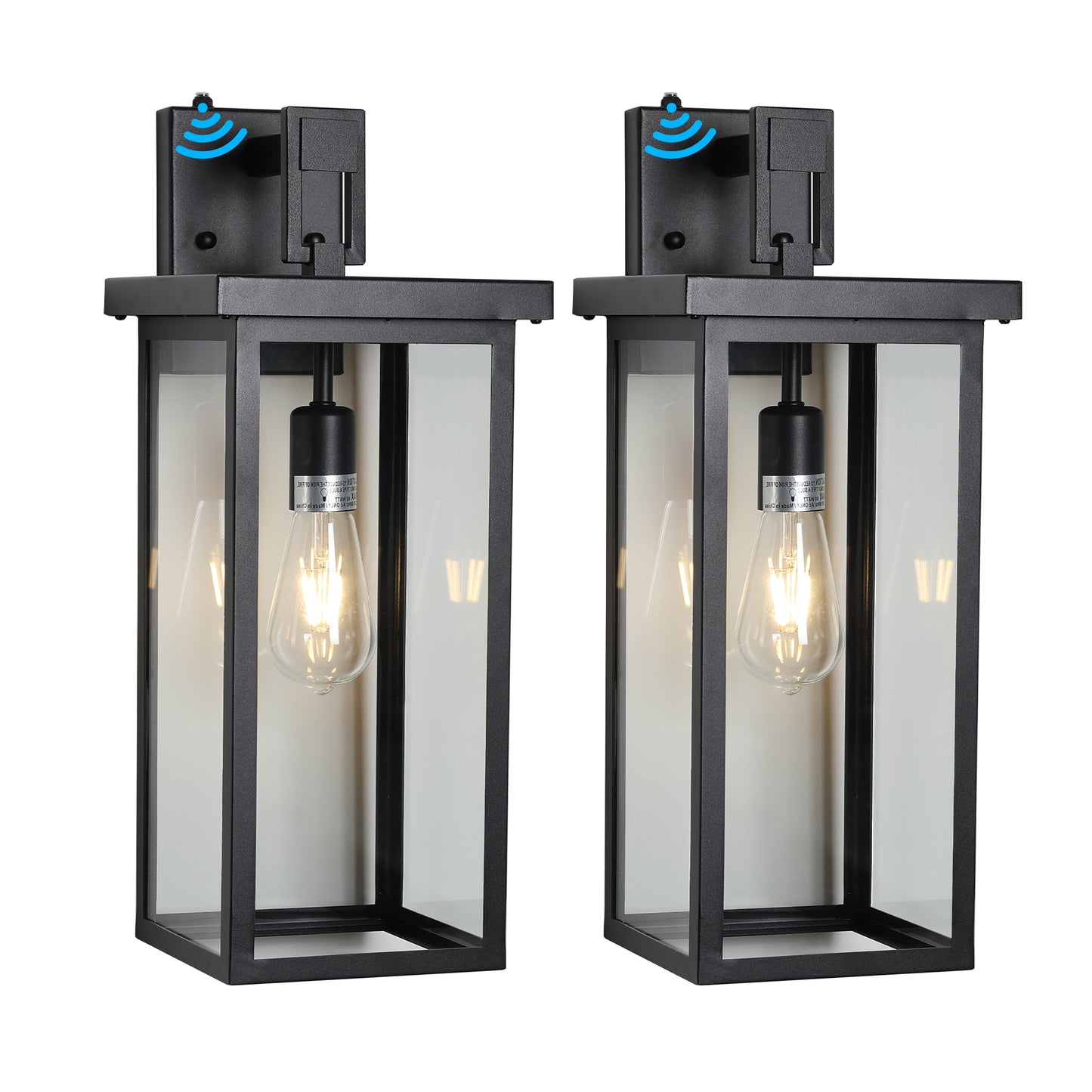 20"H Black Outdoor Wall Light with Clear Glass, Set of 2 - view 9
