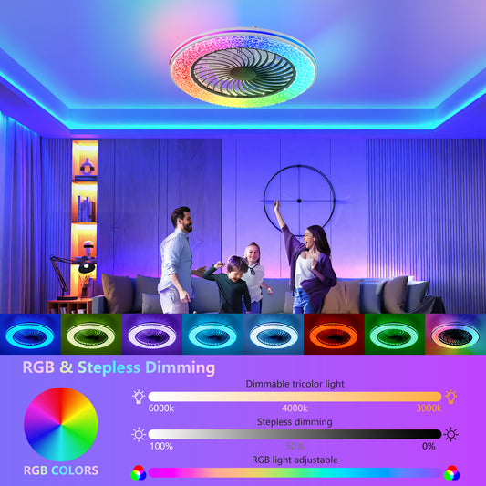 23" Black Bladeless Ceiling Fan with RGB LED - view 2