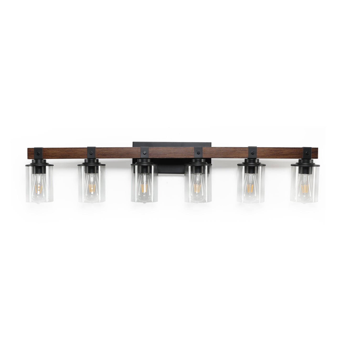 42" 6-Light Farmhouse Vanity Wall Light with Wood Accent - view 12