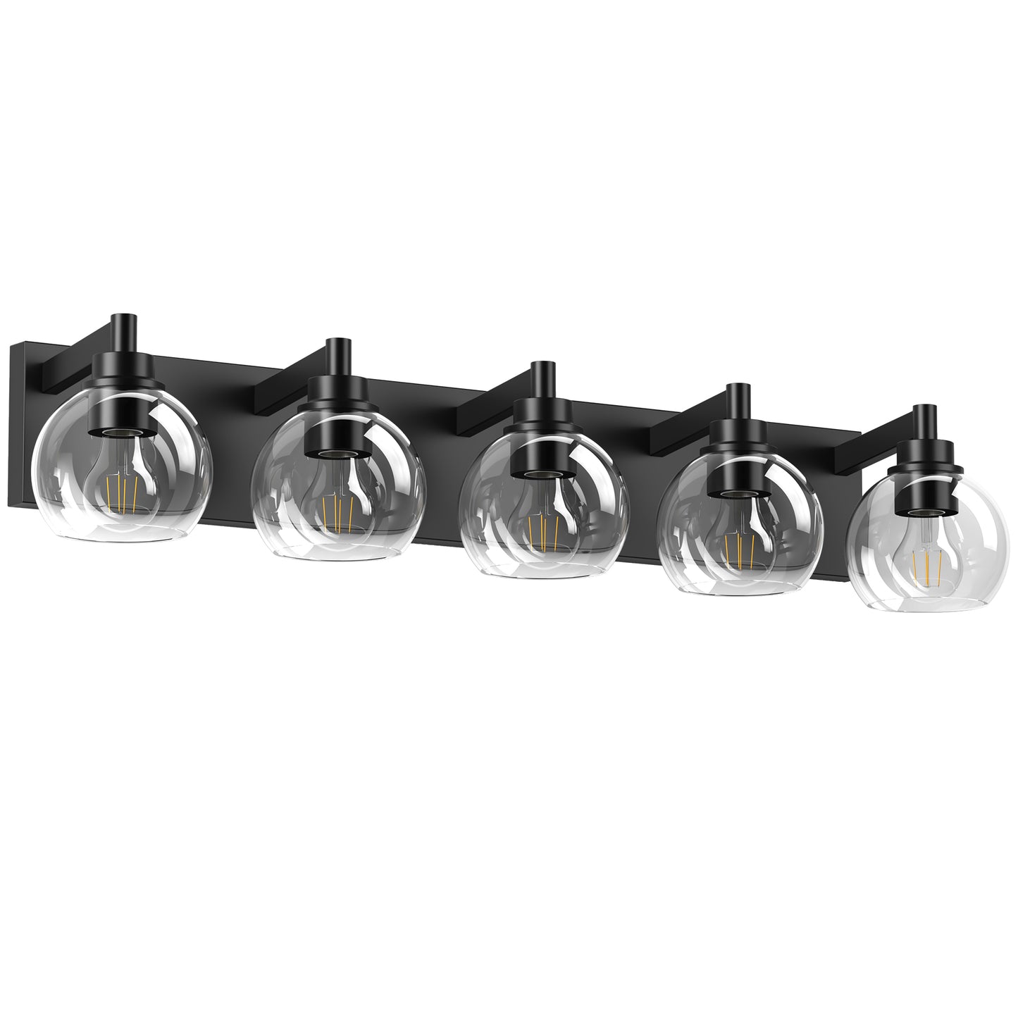 5-Light Black Vanity Light with Globe Glass Shades - view 9
