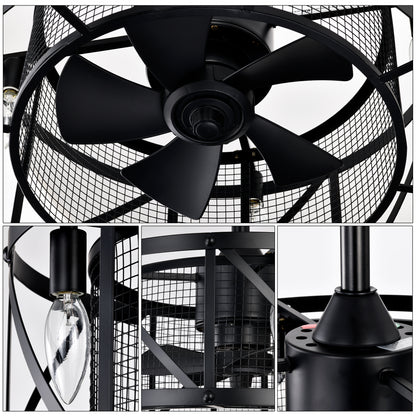 20" Matte Black Industrial Ceiling Fan with Remote - view 7