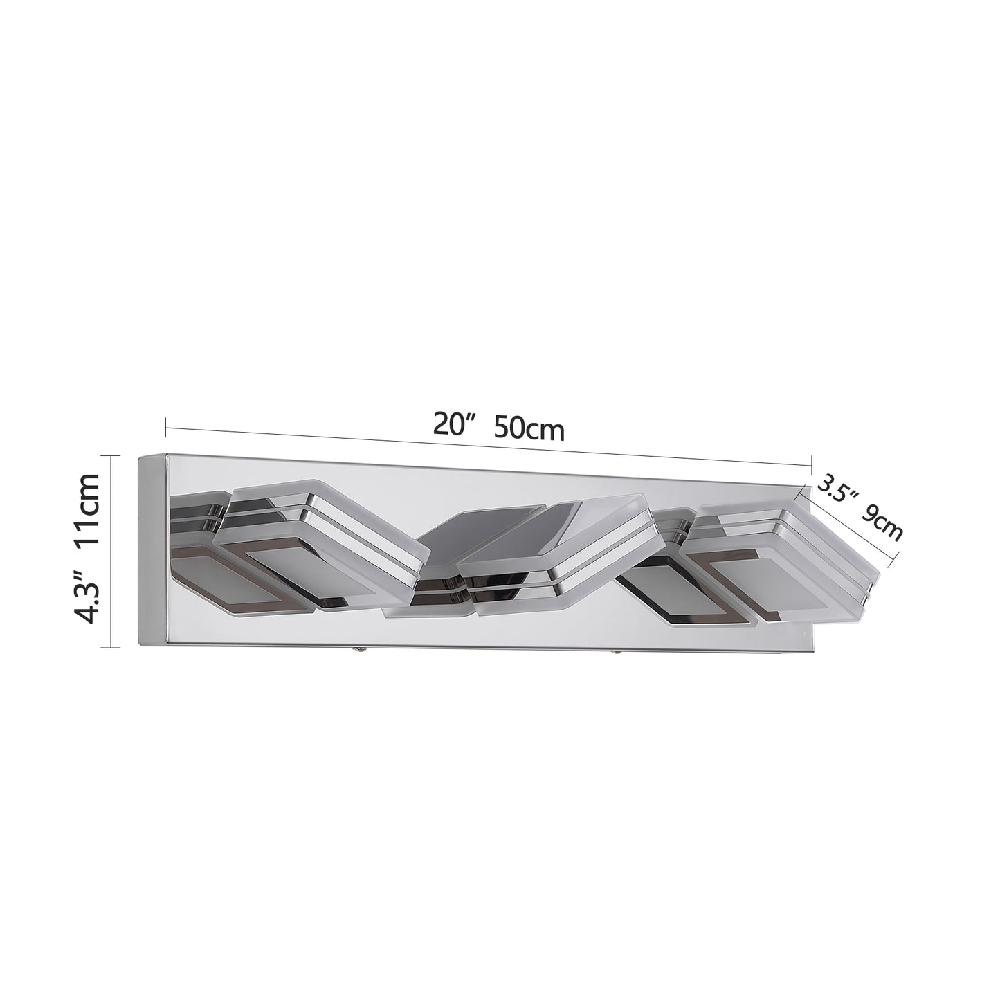 3-Light Chrome Bathroom Vanity Light, Dimmable LED - view 8