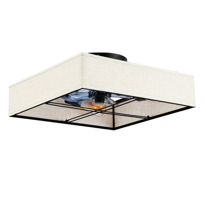 16.6" Square Fabric Farmhouse Flush Mount Ceiling Fan - view 19