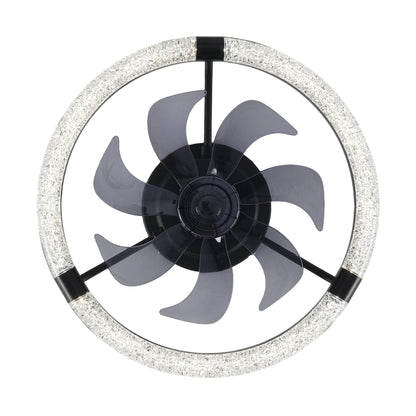 20" Matte Black Flush Mount Ceiling Fan with Dimmable LED - view 22