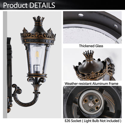21"H Coffee Outdoor Wall Lantern with Crown Top - view 6