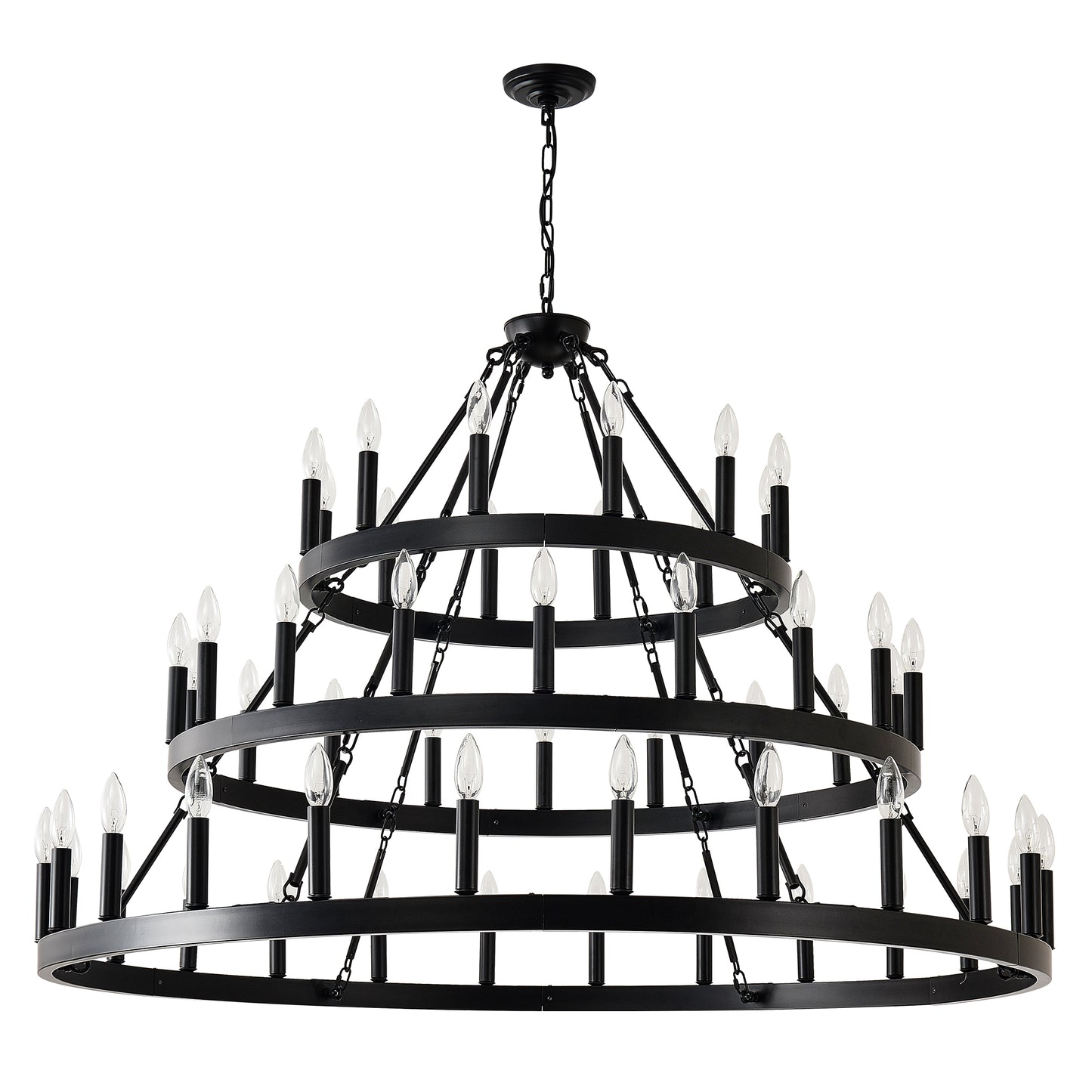 3-Tier Wagon Wheel Farmhouse Chandelier, 54-Light - view 15