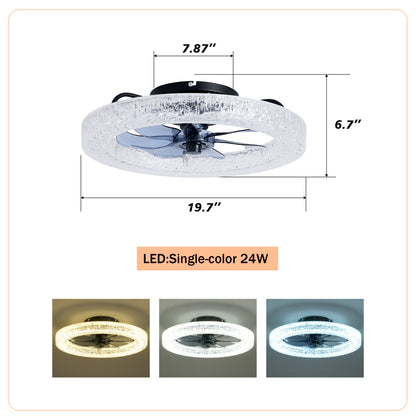 Matte Black Acrylic Ice Brick Ceiling Fan with Dimmable LED - view 6
