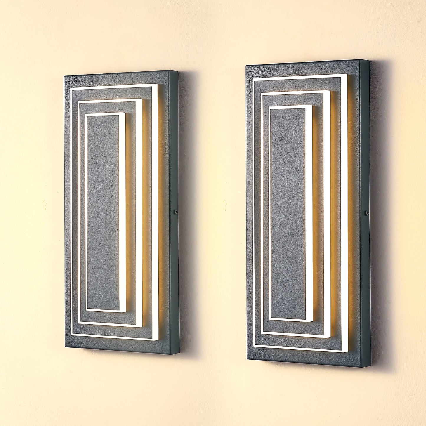 15.7" 3-Tier Black LED Outdoor Wall Light, Set of 2 - view 2