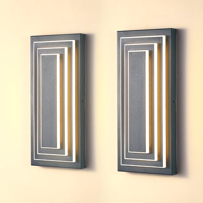 15.7" 3-Tier Black LED Outdoor Wall Light, Set of 2 - view 2