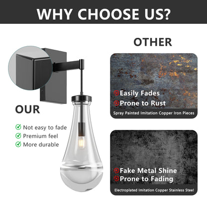 Modern Black Wall Sconce with Clear Glass - view 6