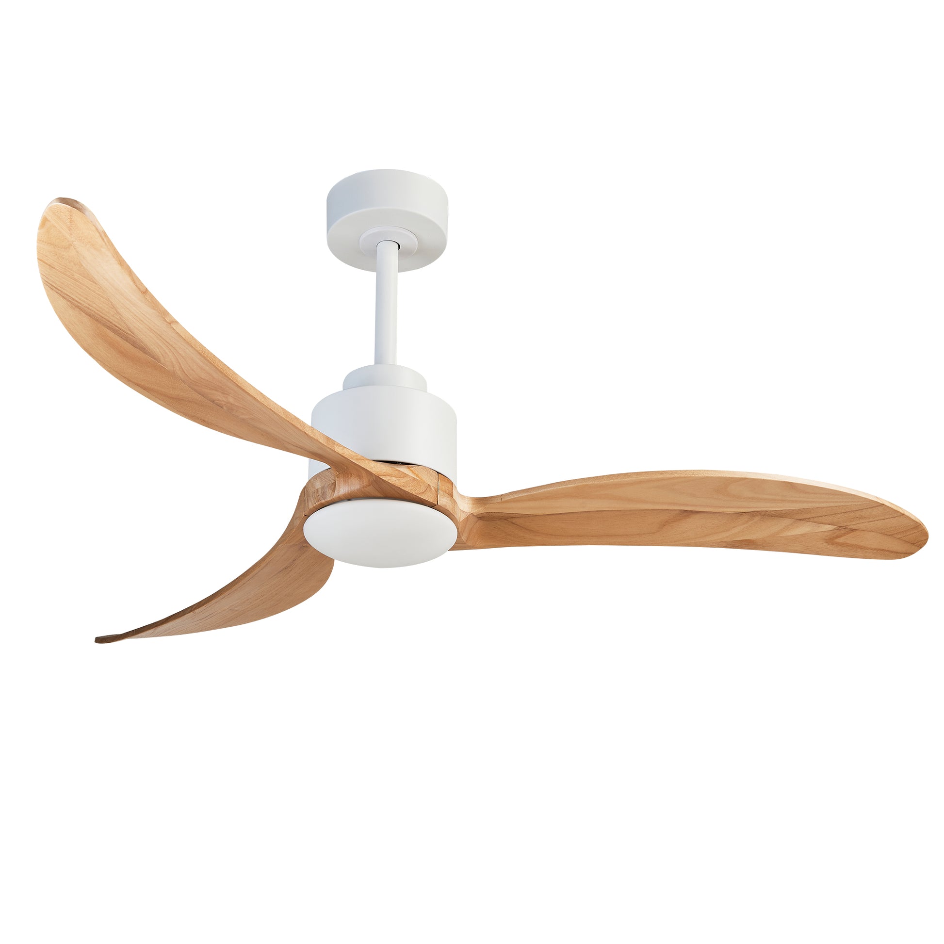 52" White & Natural Wood Ceiling Fan with Dimmable LED