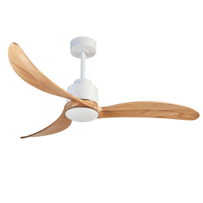 52" White & Natural Wood Ceiling Fan with Dimmable LED