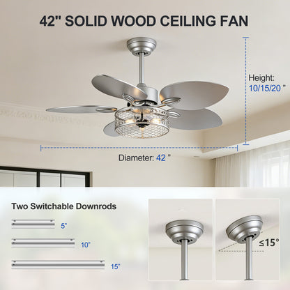 42" Silver Reversible Ceiling Fan with Remote - view 11