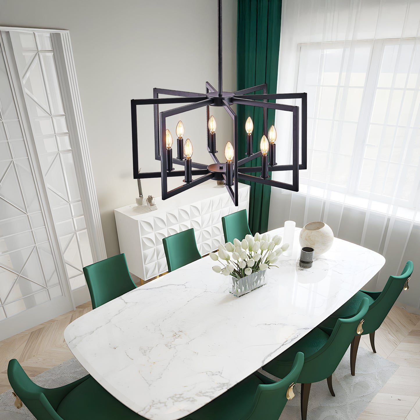 27" 8-Light Black Geometric Chandelier - view 5