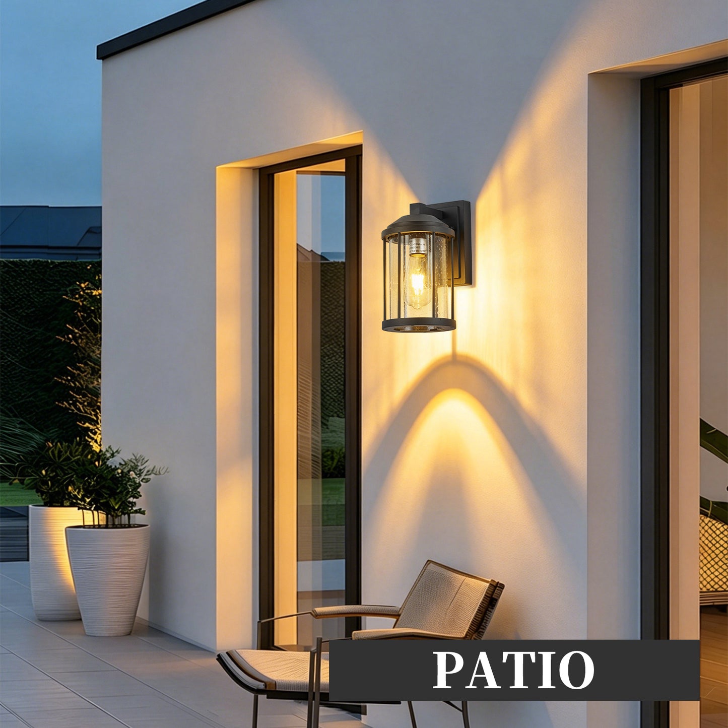 Black Outdoor Wall Light with Seeded Glass, Set of 2 - view 7