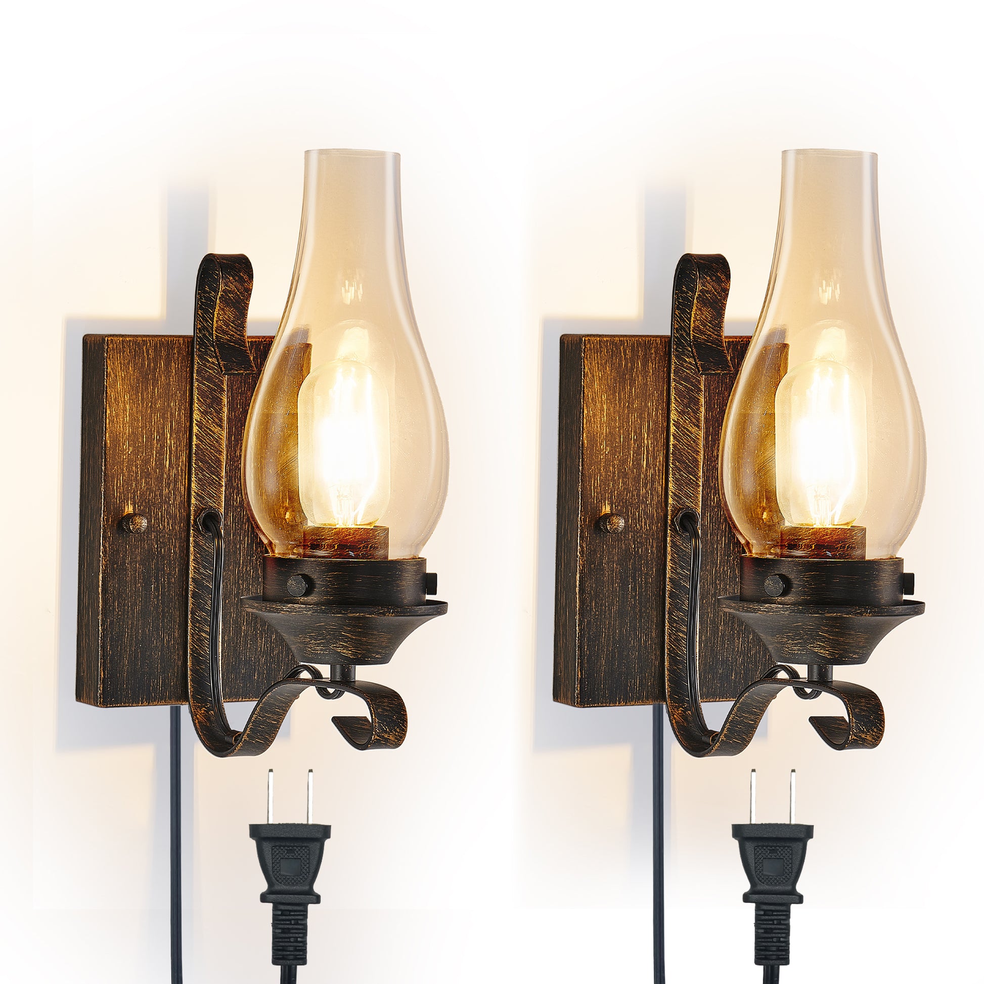 Black & Gold Farmhouse Plug-In Wall Sconce, Set of 2 - view 12