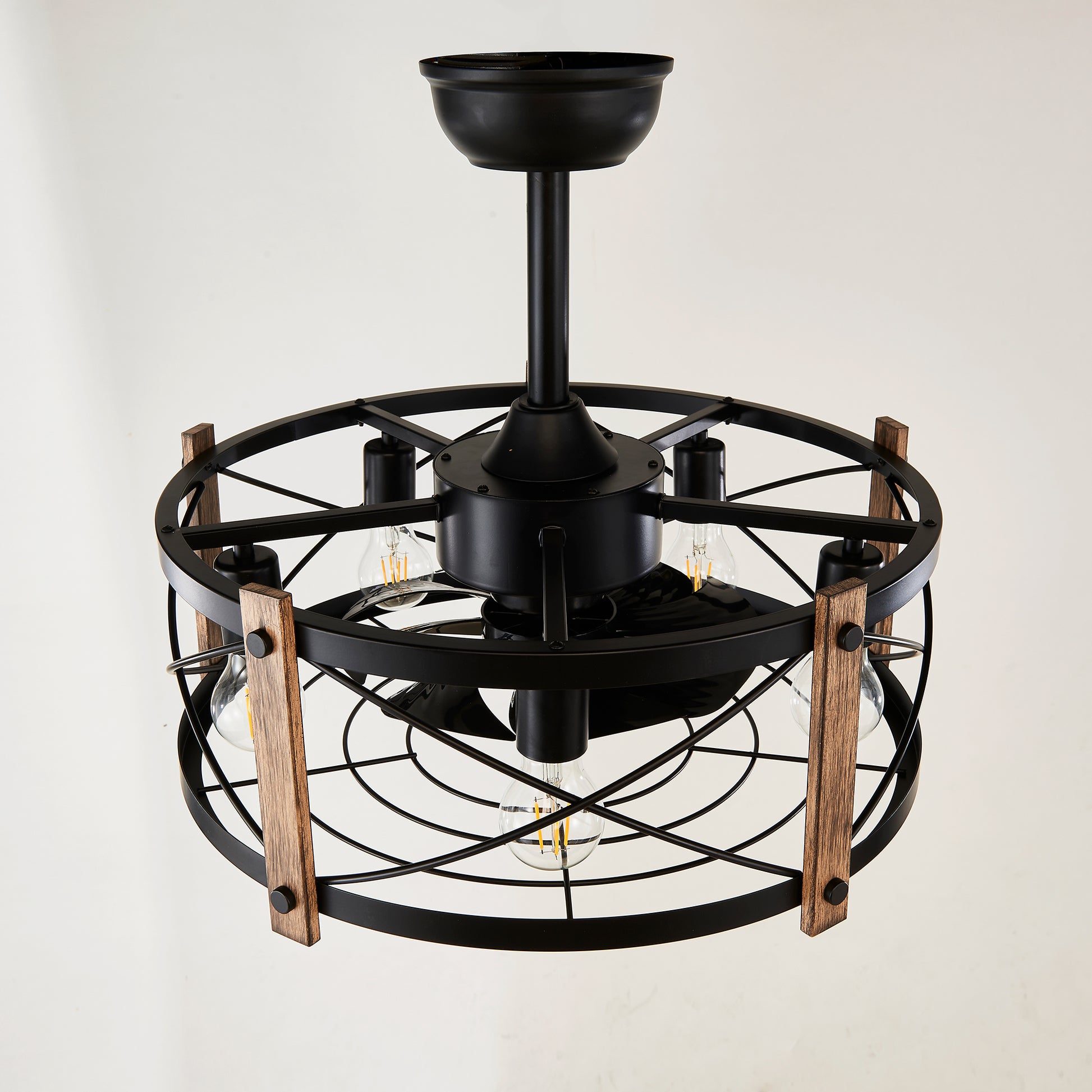 20" Matte Black Caged Chandelier Ceiling Fan with Remote - view 15