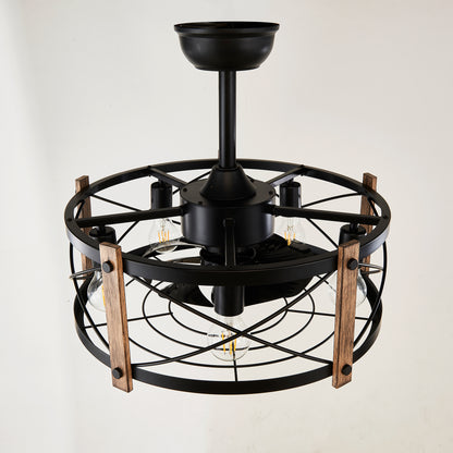 20" Matte Black Caged Chandelier Ceiling Fan with Remote - view 15