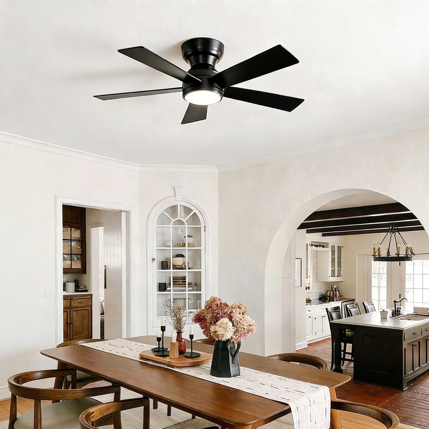 46" Matte Black Plywood Blade Ceiling Fan with Remote - view 6