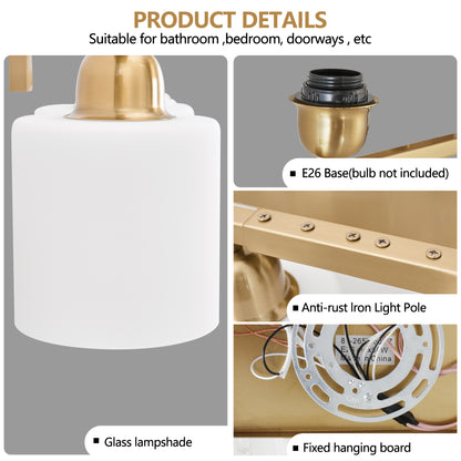 65" Gold Vanity Light with Milky White Glass - view 4